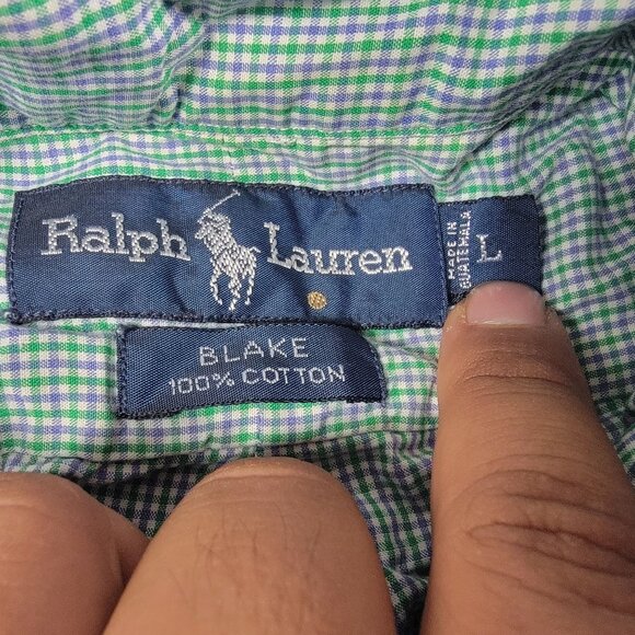 Ralph Lauren Blake Mens Large Green Plaid Button Down Shirt Casual Formal - Picture 4 of 10